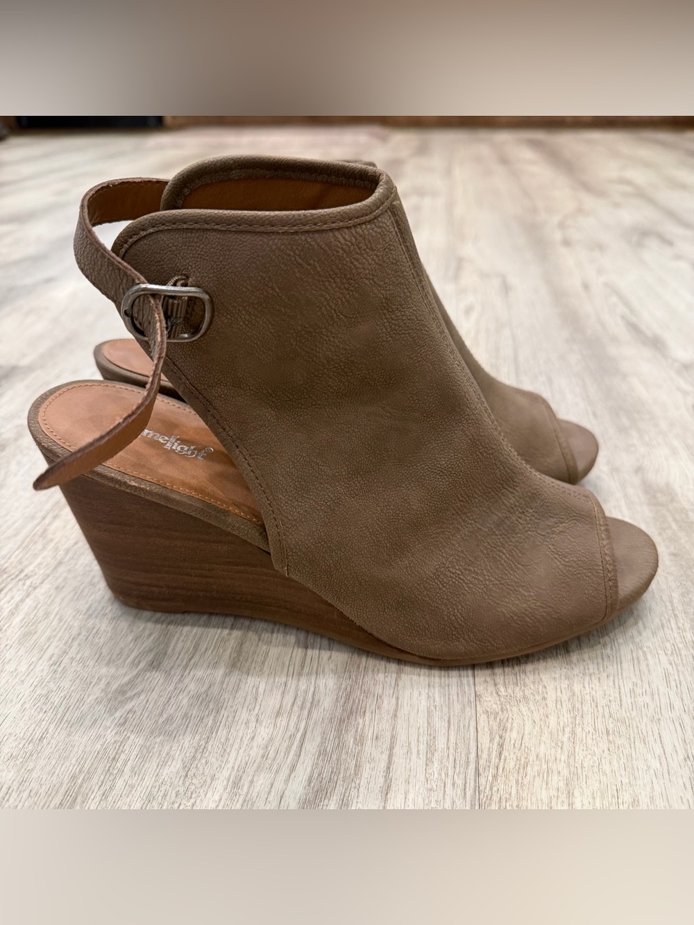 Limelight Brown Peep Toe Wedge Sandals Size 11 Boho Slingbacks